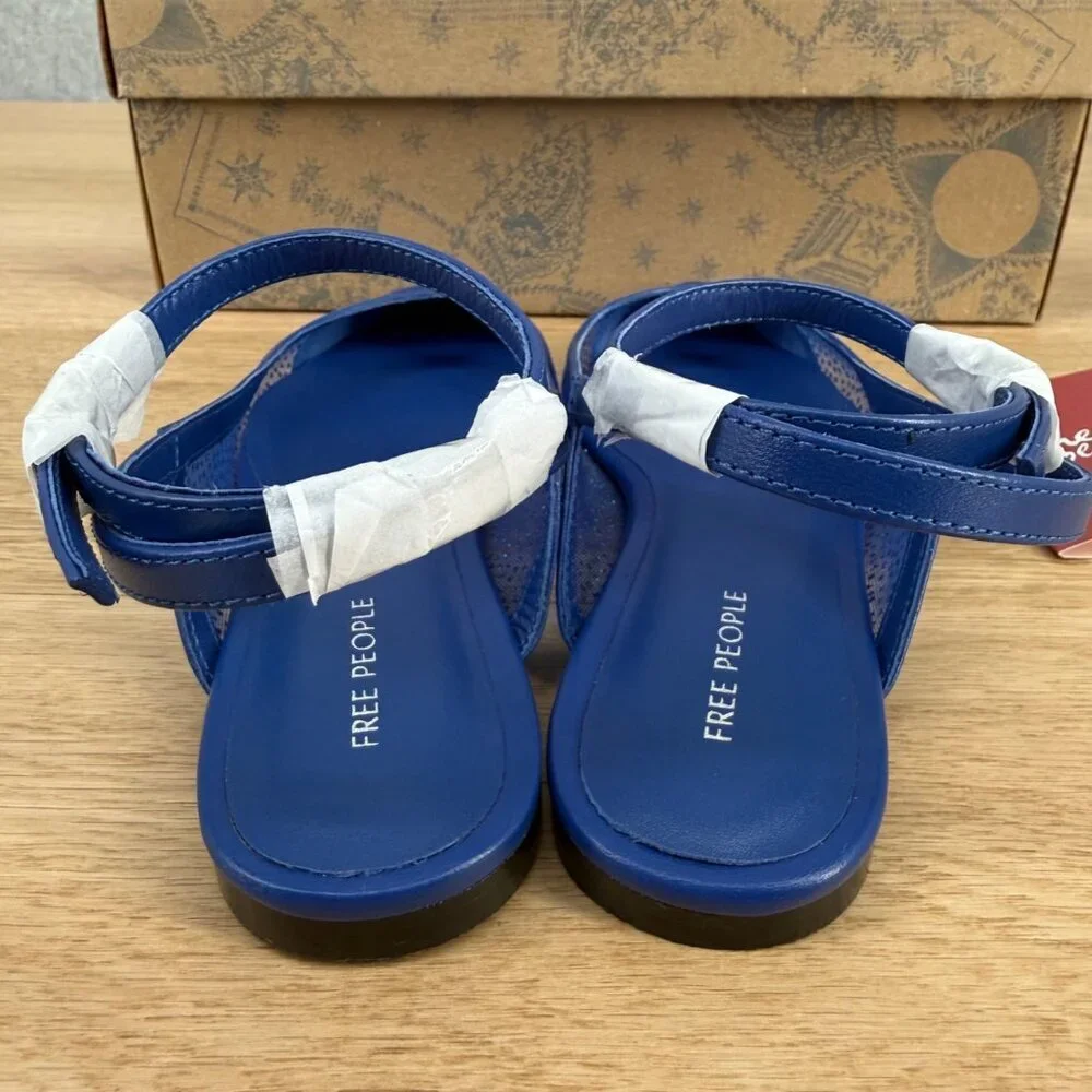 Free People Revolve Sheer Glitter Jules Flat Size 6.5 Bright Navy Point Toe NEW